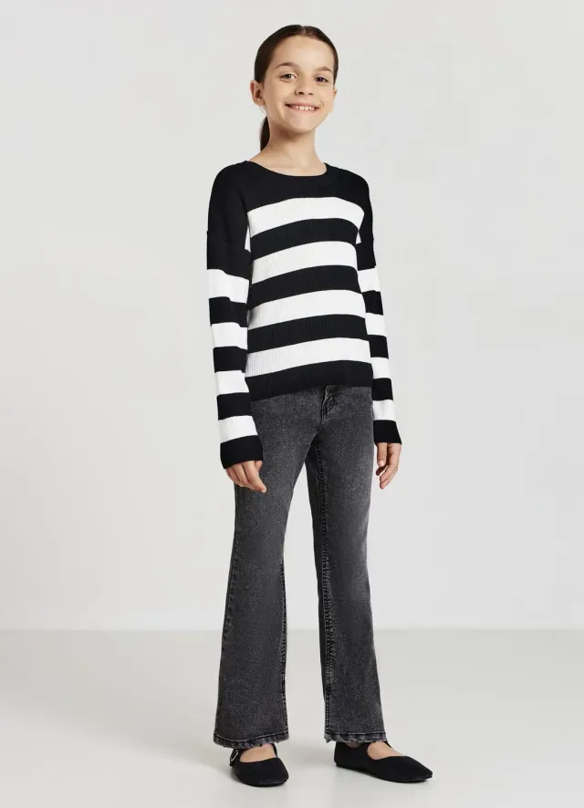 Calliope pull rayé fille côtes manches longues