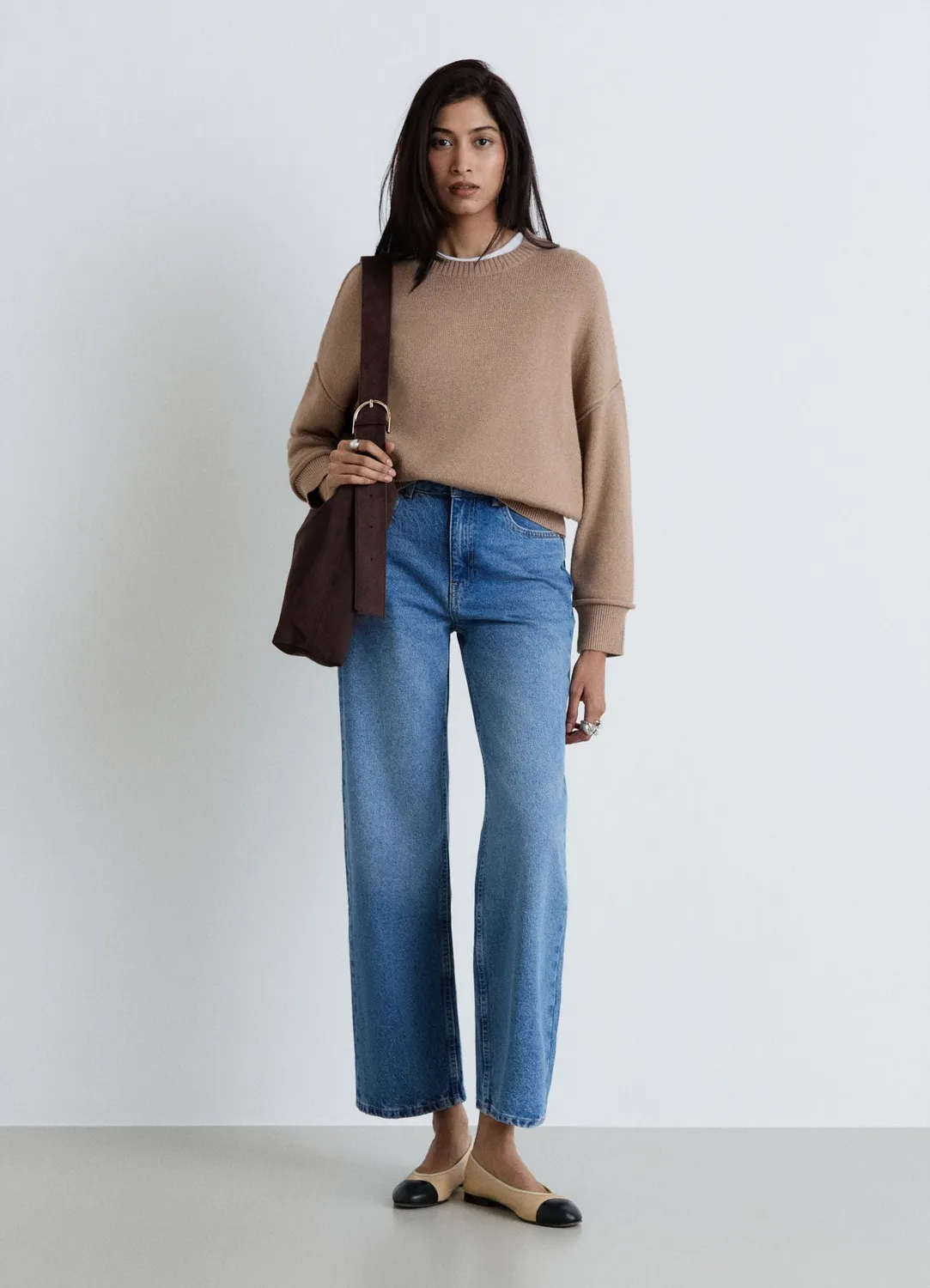 Calliope pull femme col rond uni bord franc