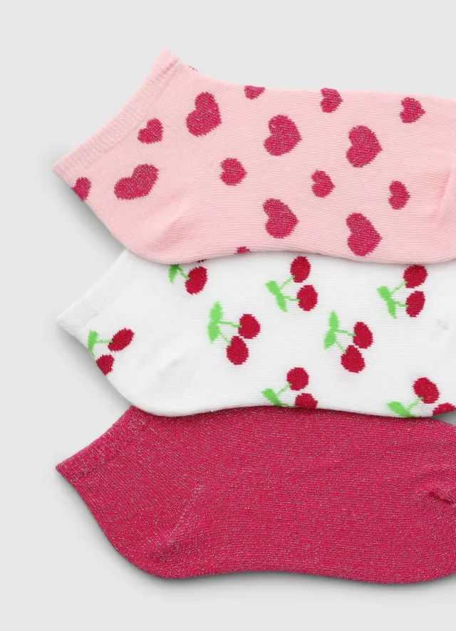 Calliope pack 3 chaussettes fille courtes cœurs