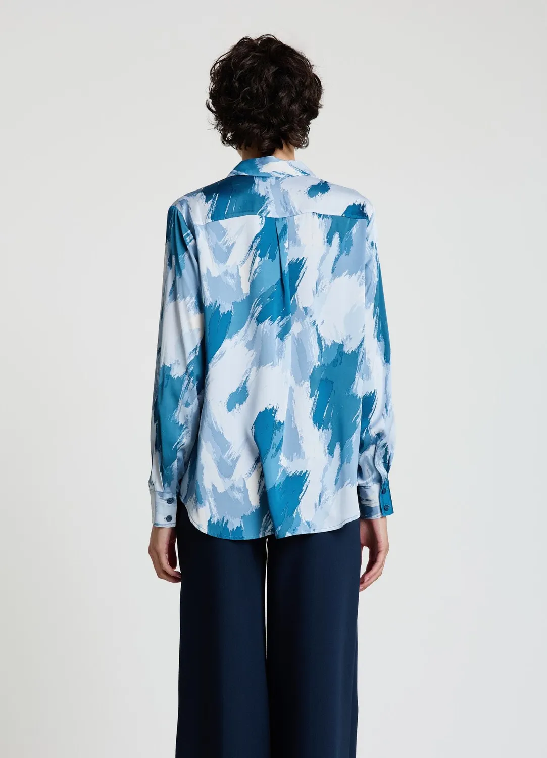 Calliope Imprimé Abstrait Chemise Satinée Manches Longues