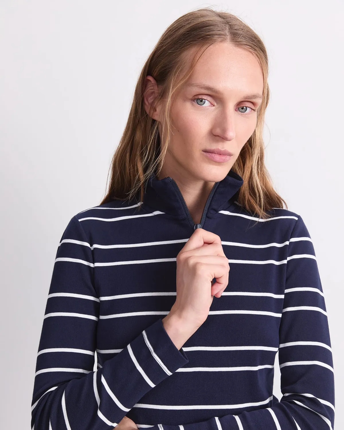 Sportscraft Lucy Stripe Zip Funnel Neck pull rayé