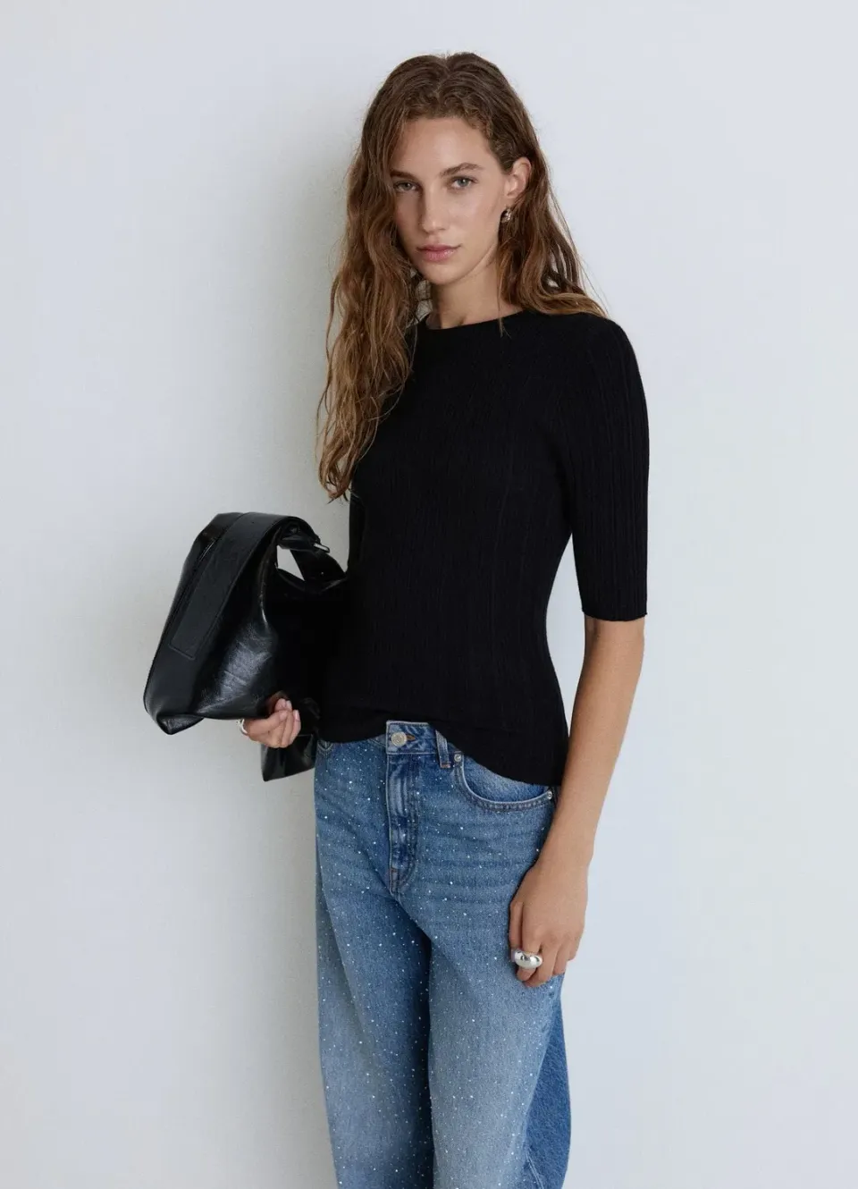 Calliope t-shirt côtelé femme col rond