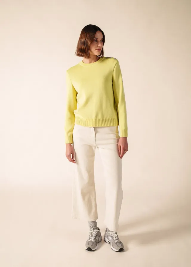Saint James Cancale pull marin Aube jaune laine