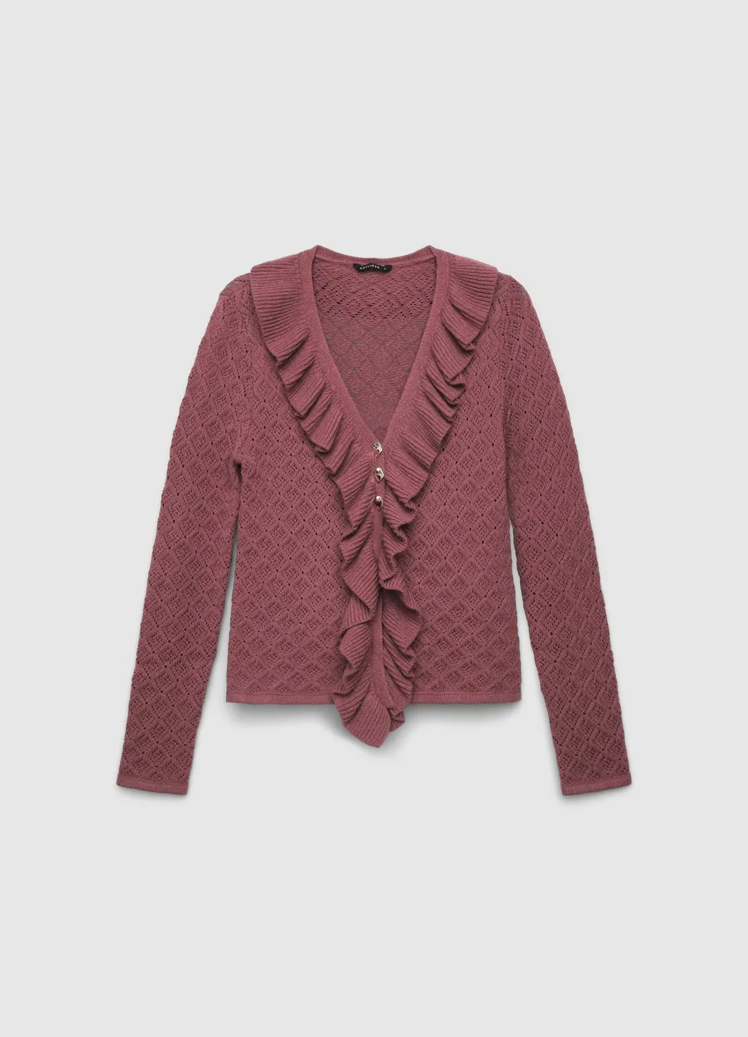 Calliope cardigan femme pointelle volants col V
