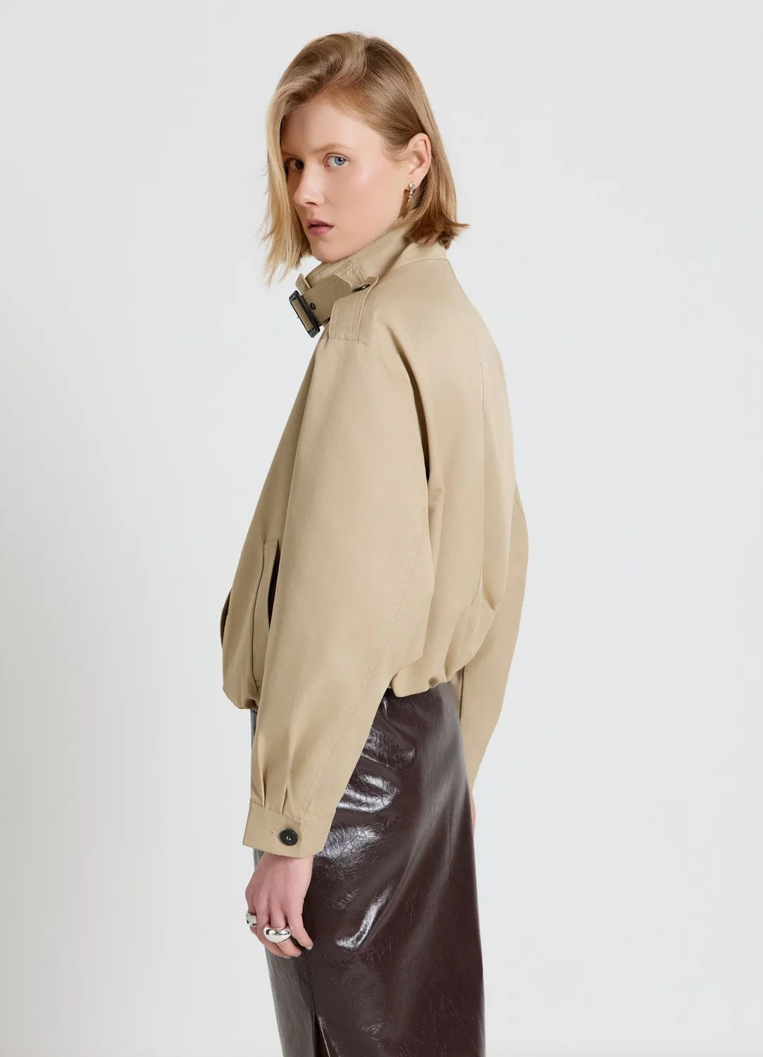 Calliope blouson court col montant femme uni