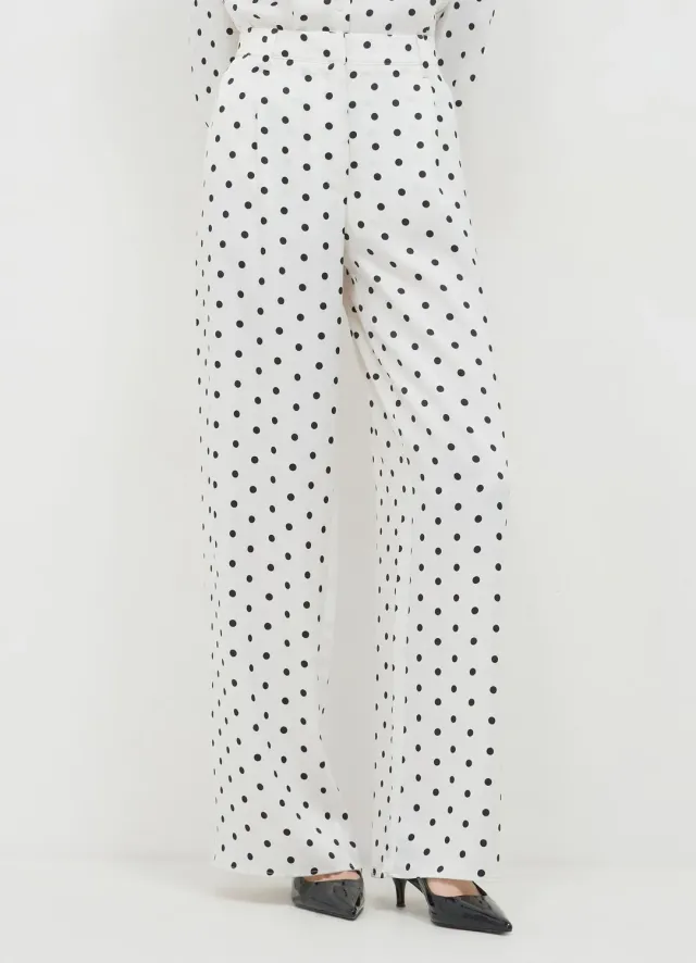 Calliope pantalon palazzo femme satine pois regular