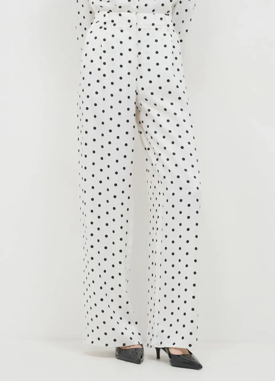 Calliope pantalon palazzo femme satine pois regular