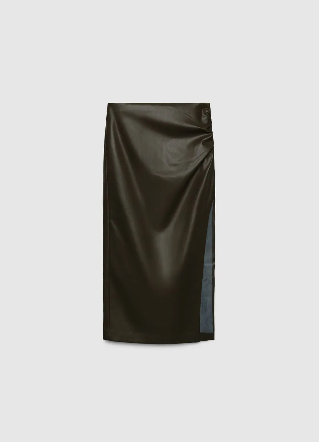 Calliope jupe midi effet cuir fente femme unie