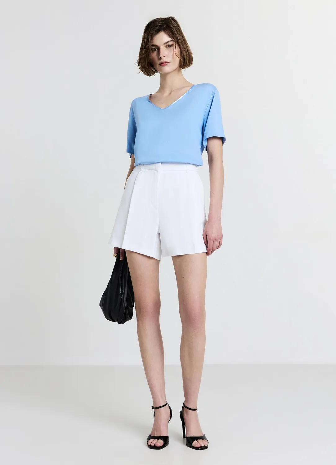 Calliope blouse col large femme manches courtes
