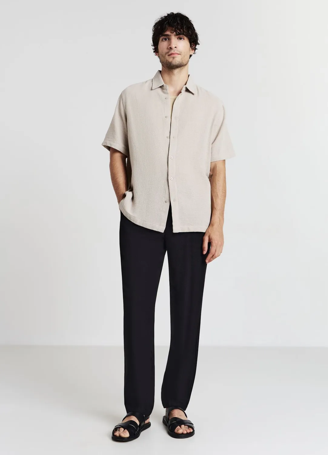 Calliope chemise unie homme manches courtes coton