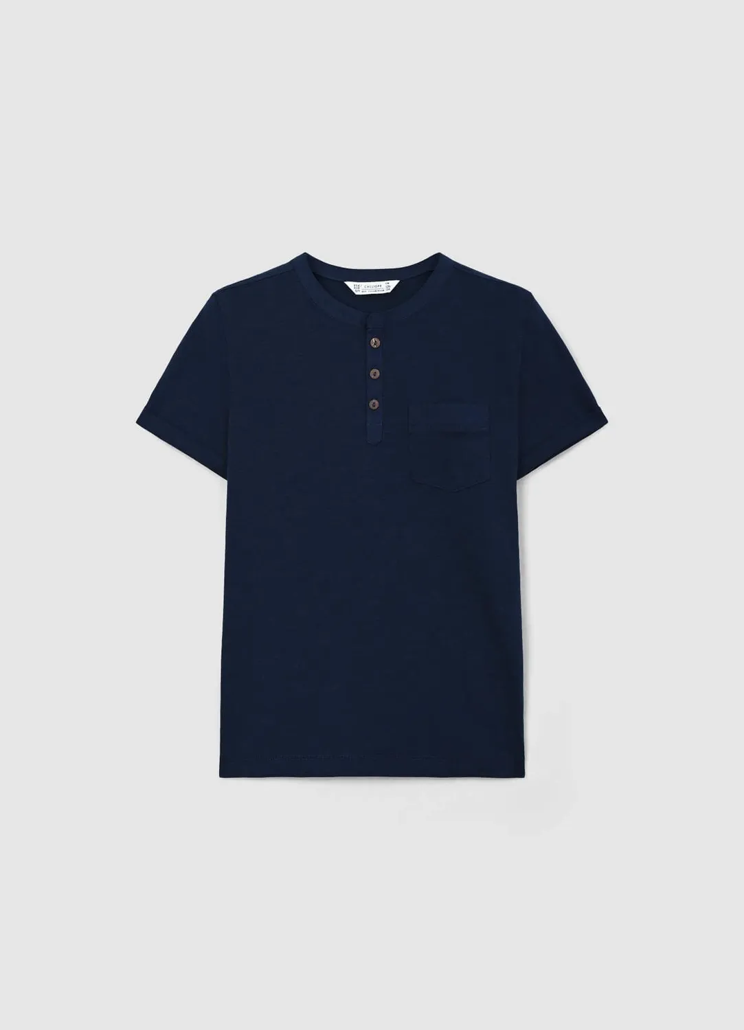 Calliope t-shirt henley garçon coton uni