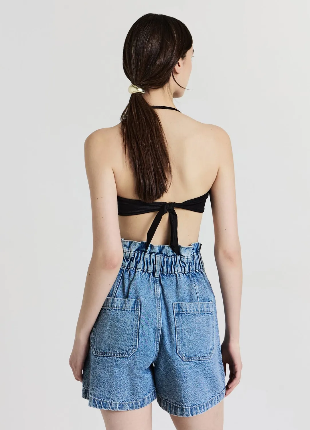 Calliope Short denim paperbag femme poches zip
