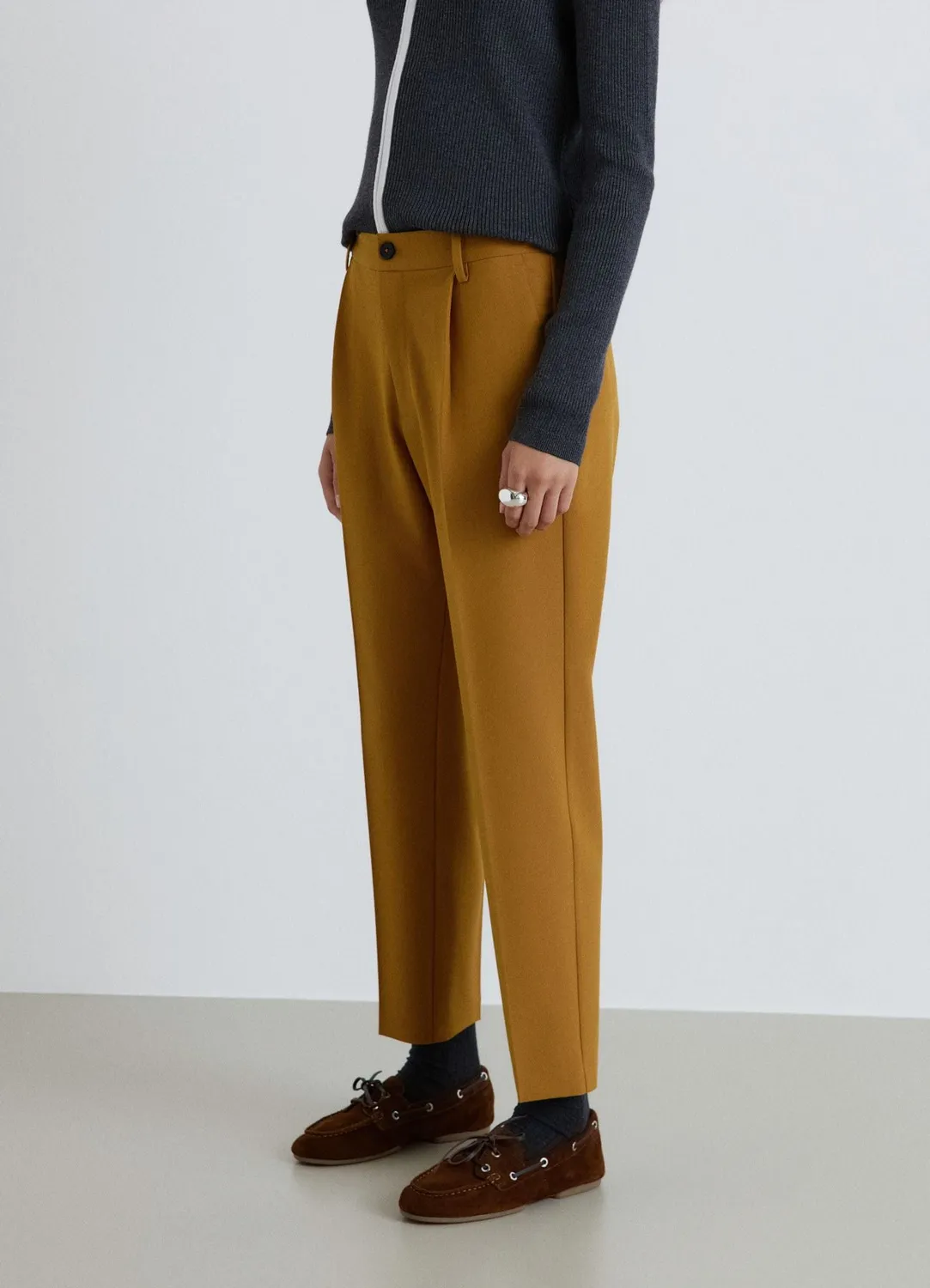 Calliope Pantalon pinces taille haute pantalon droit femme