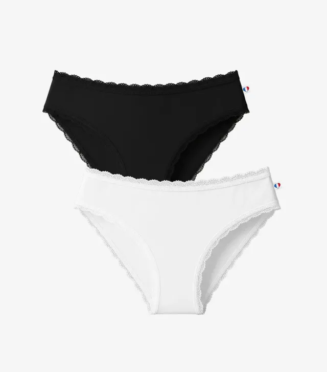 Cocorico Intemporel culotte dentelle femme x2 coton