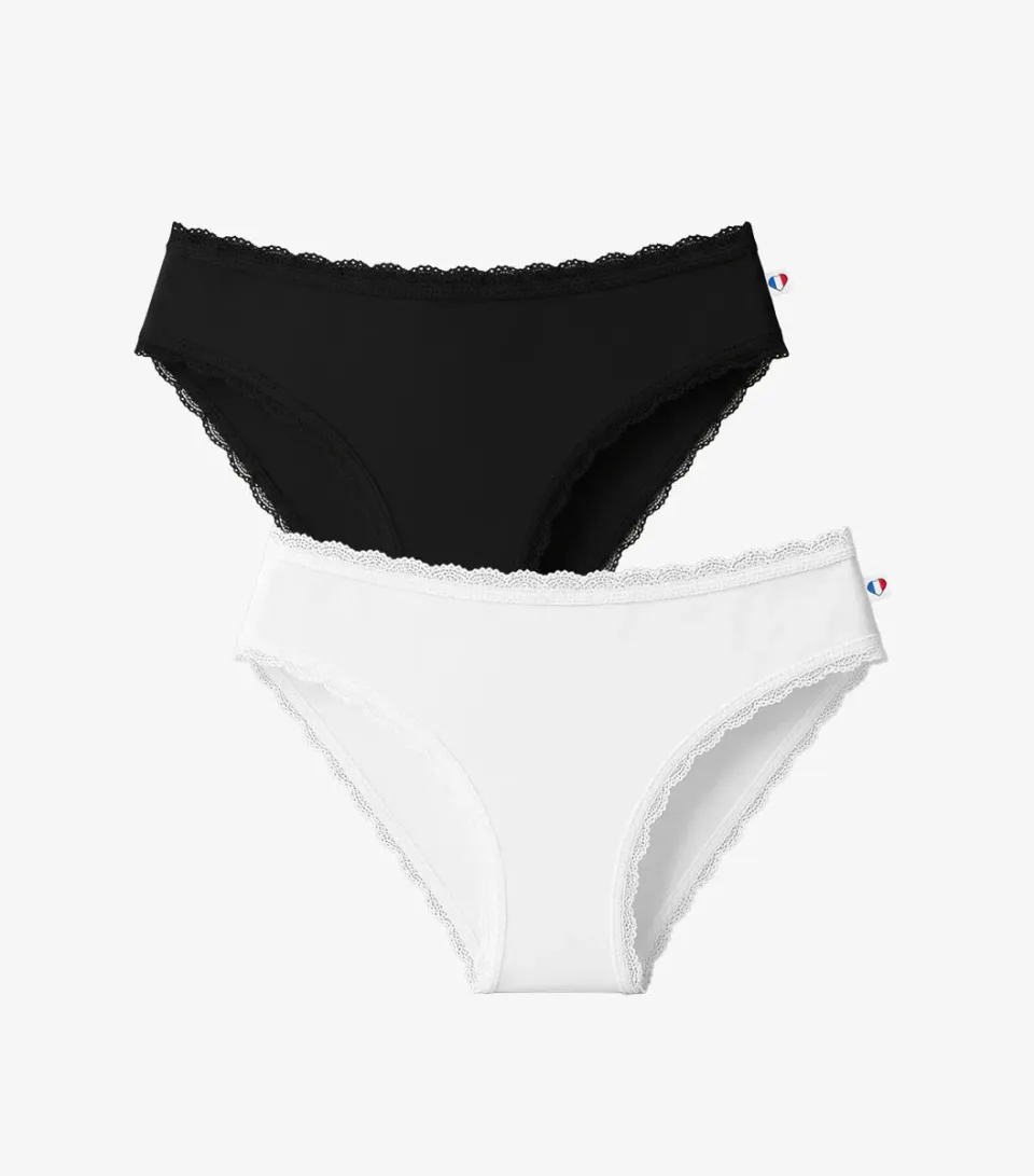 Cocorico Intemporel culotte dentelle femme x2 coton