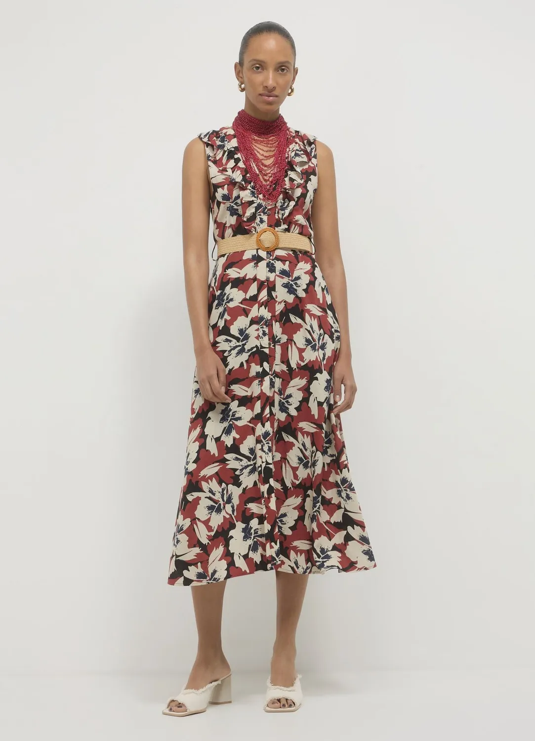 Calliope Atelier robe chemisier florale femme lin