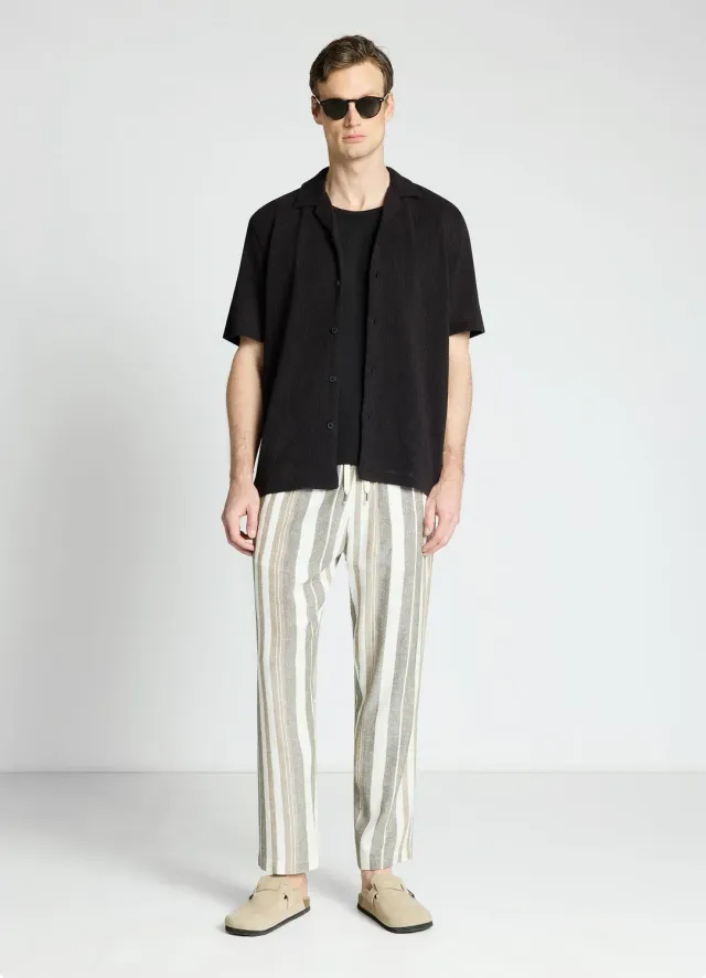 Calliope pantalon jogger homme rayé en lin
