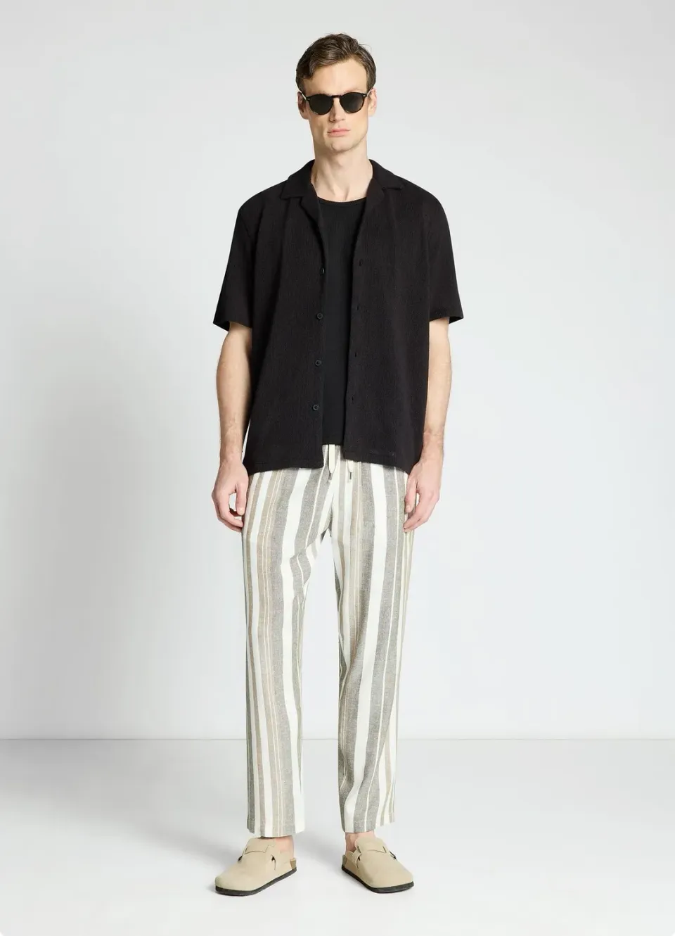 Calliope pantalon jogger homme rayé en lin