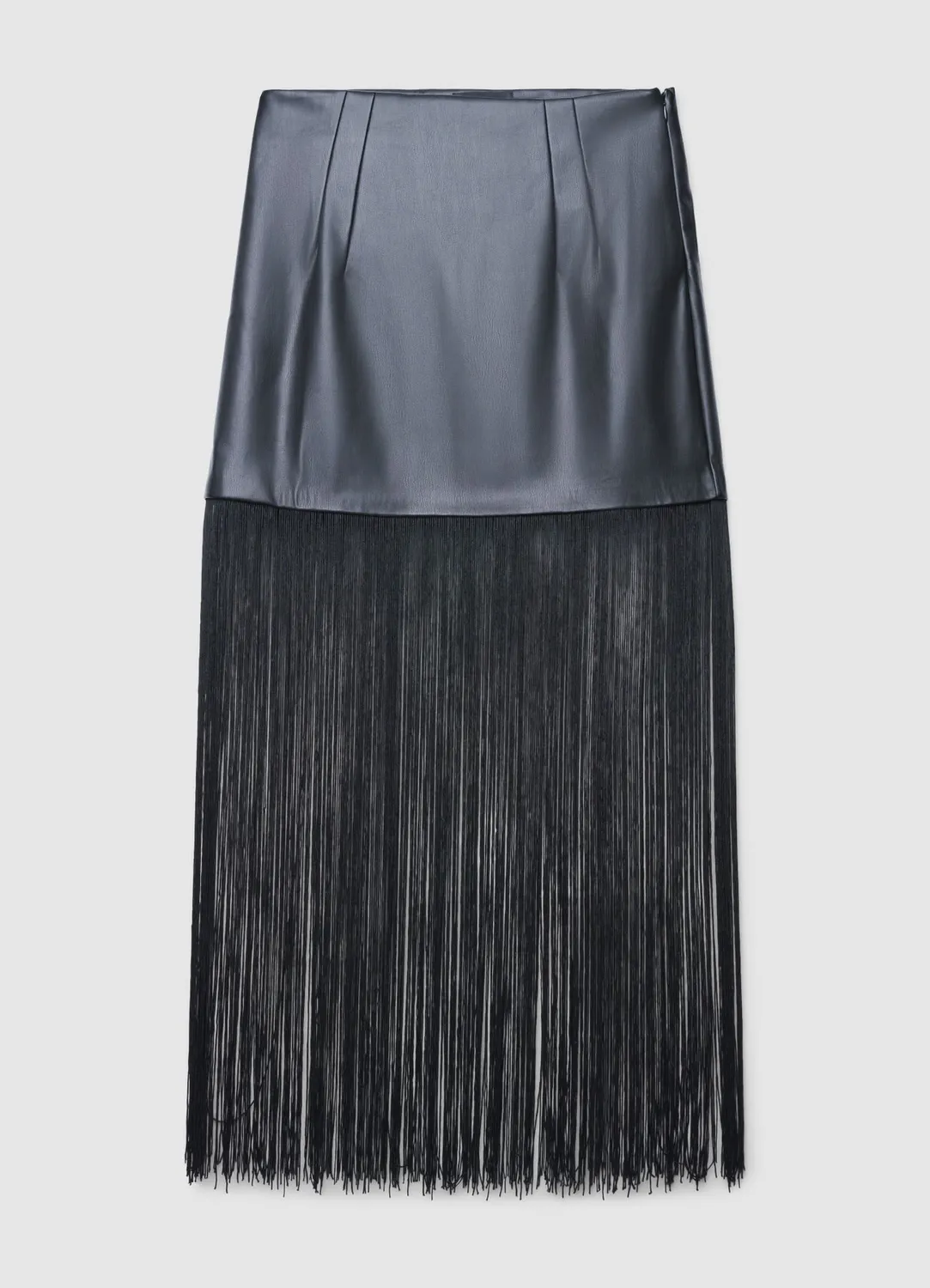 Calliope jupe effet cuir franges femme droite