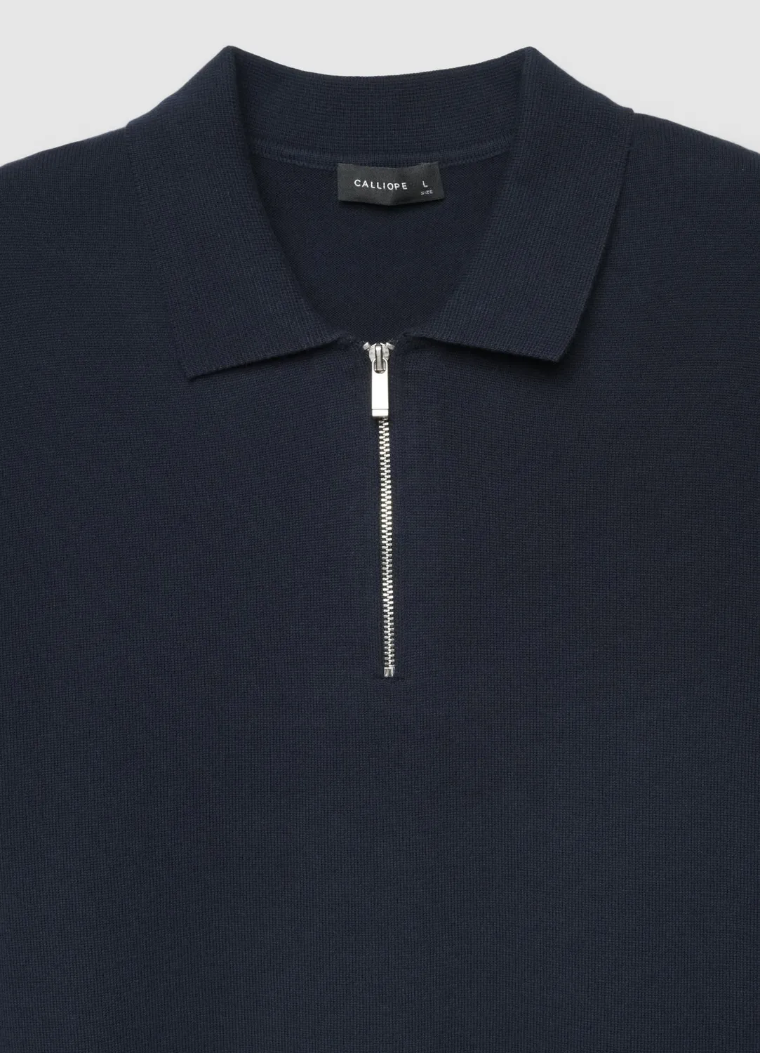 Calliope polo homme manches longues zip coton