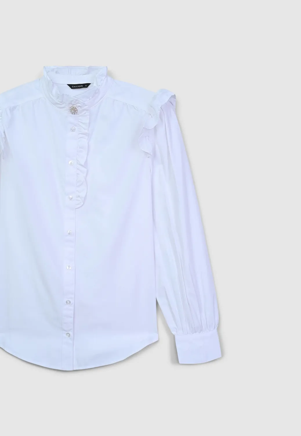 Calliope chemise femme volants bouton bijou coton