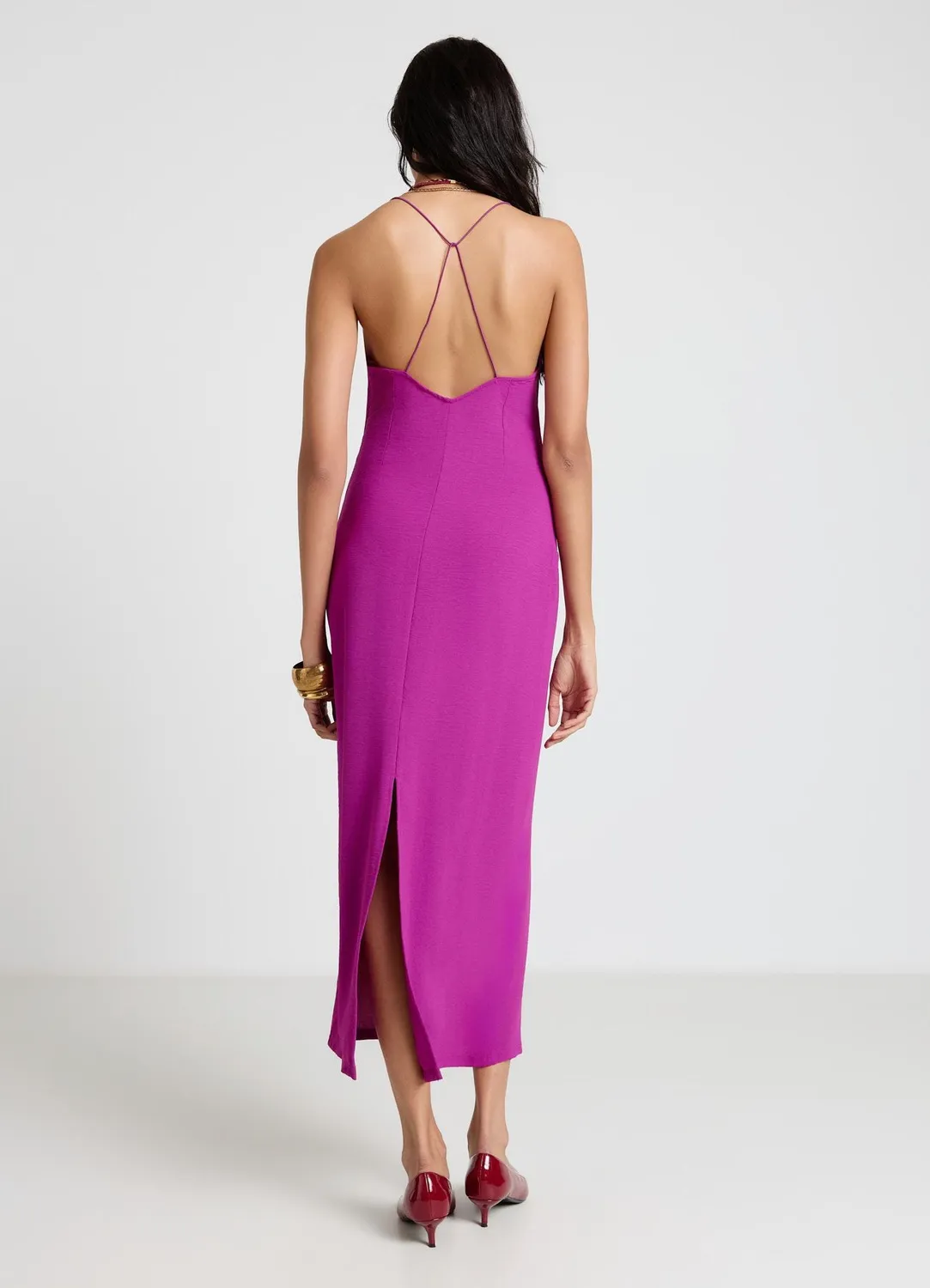Calliope robe longue femme dos croisé fente