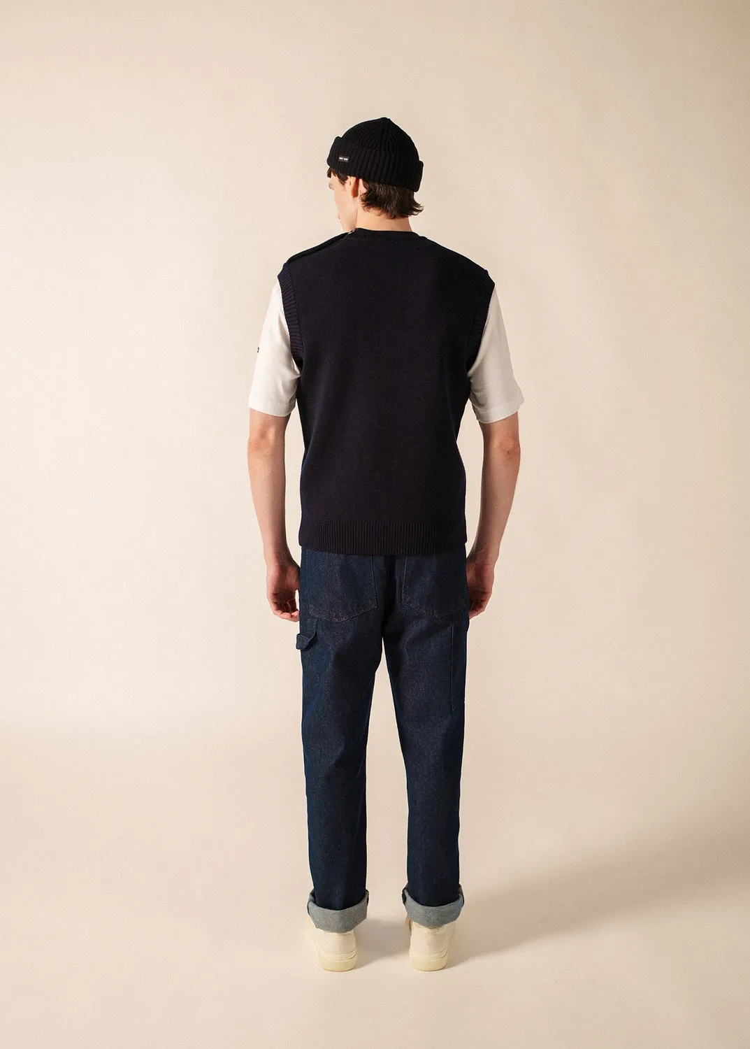 Saint James Cancale pull sans manches marine laine