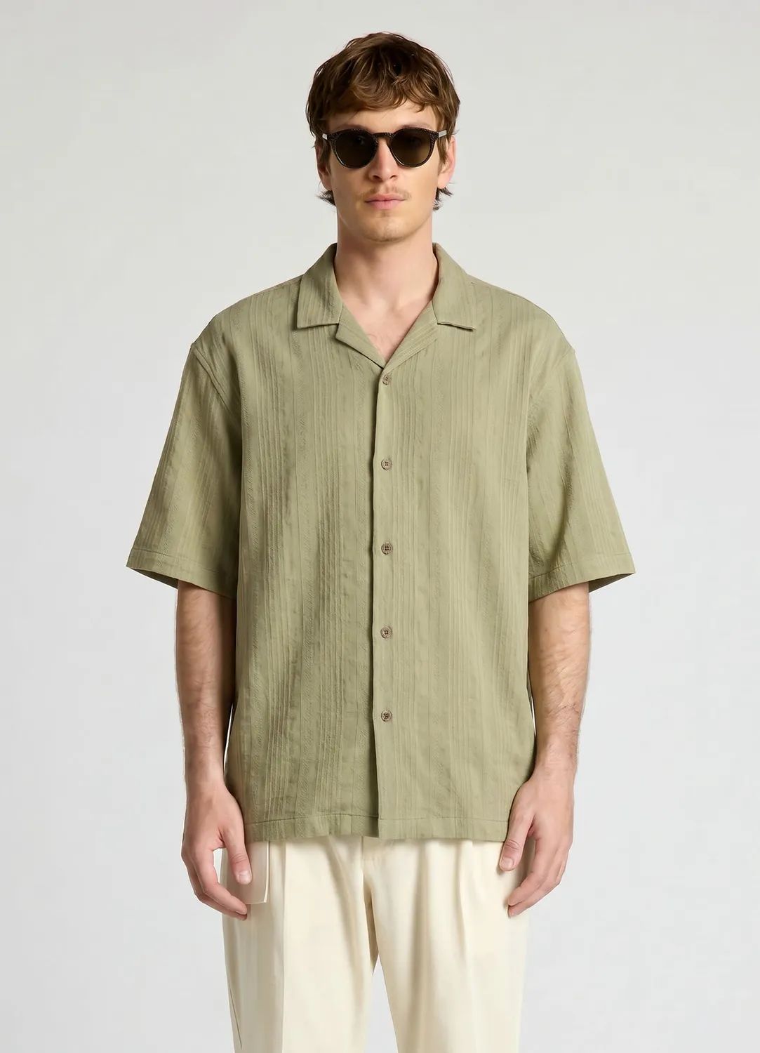Calliope chemise bowling jacquard rayures homme manches courtes