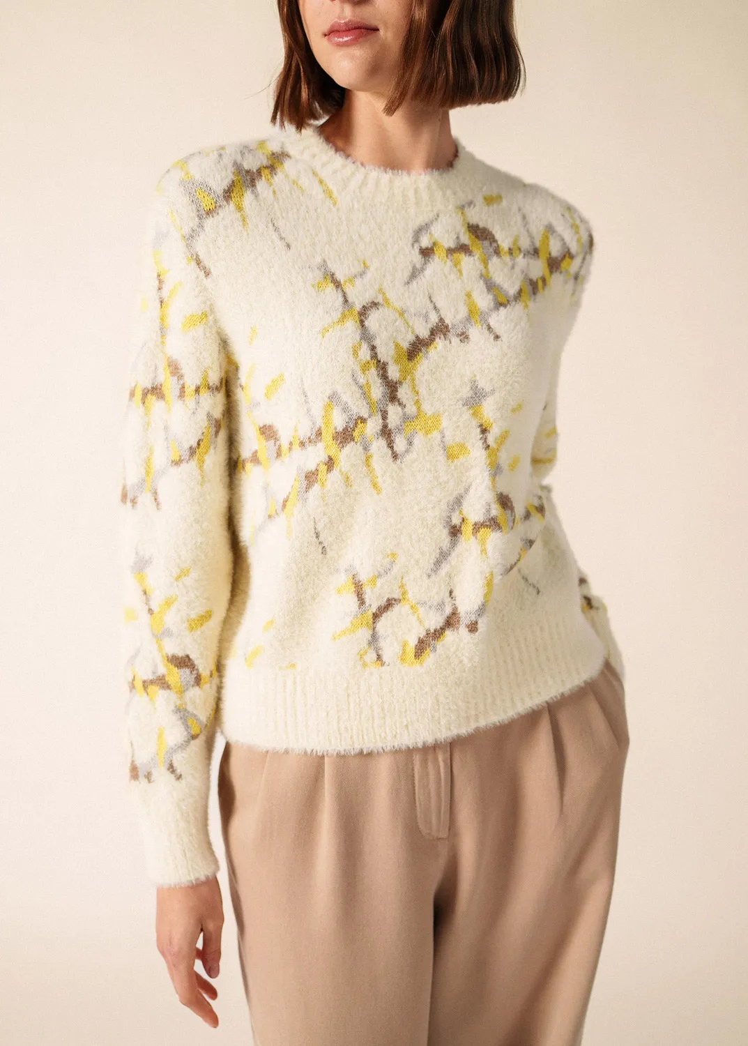 Saint James Leeds pull jacquard coton blanc hiver