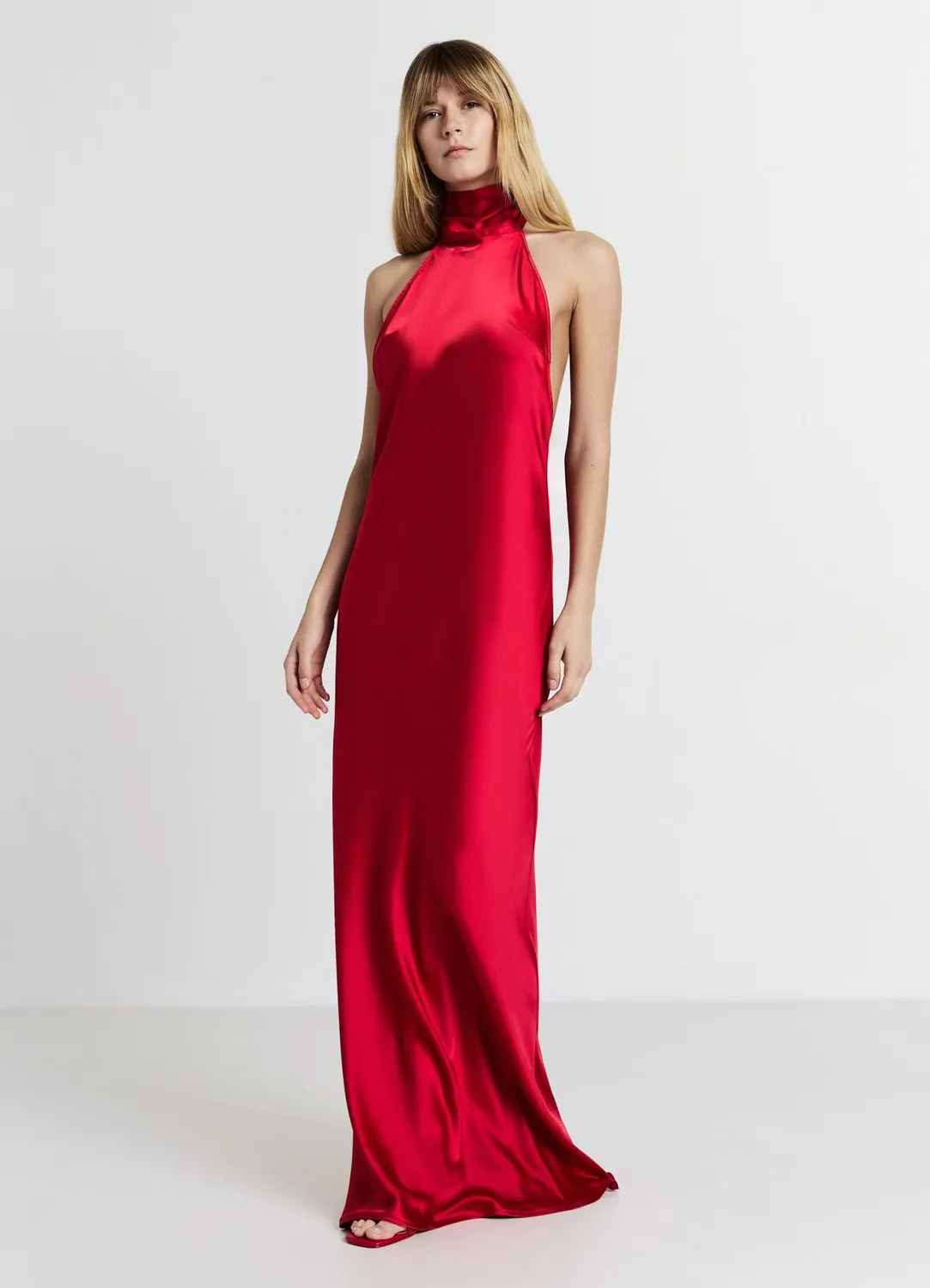 Calliope Atelier robe longue halterneck satinée