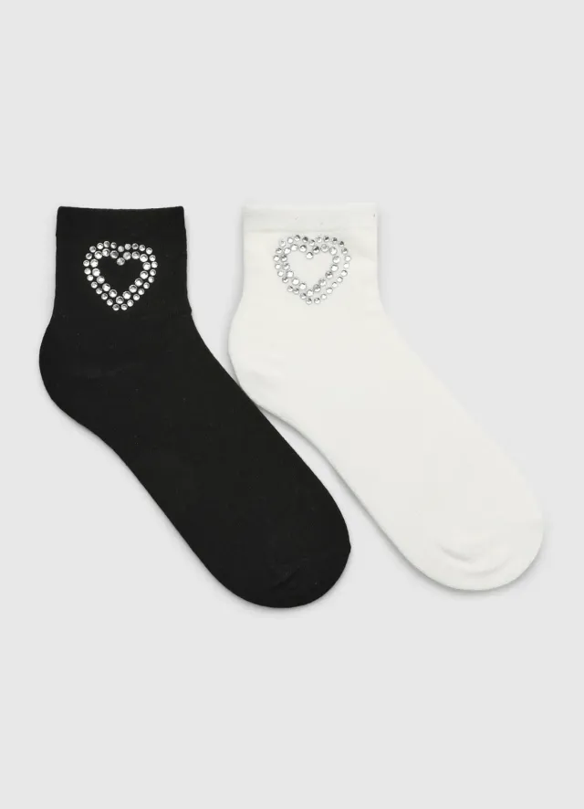 Calliope chaussettes fille coeurs strass lot 2