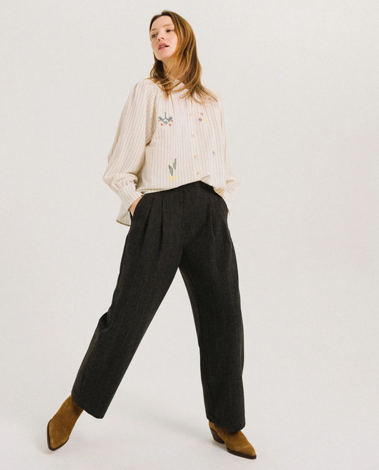 TINSELS FOREST ISOBELA blouse rayée brodée