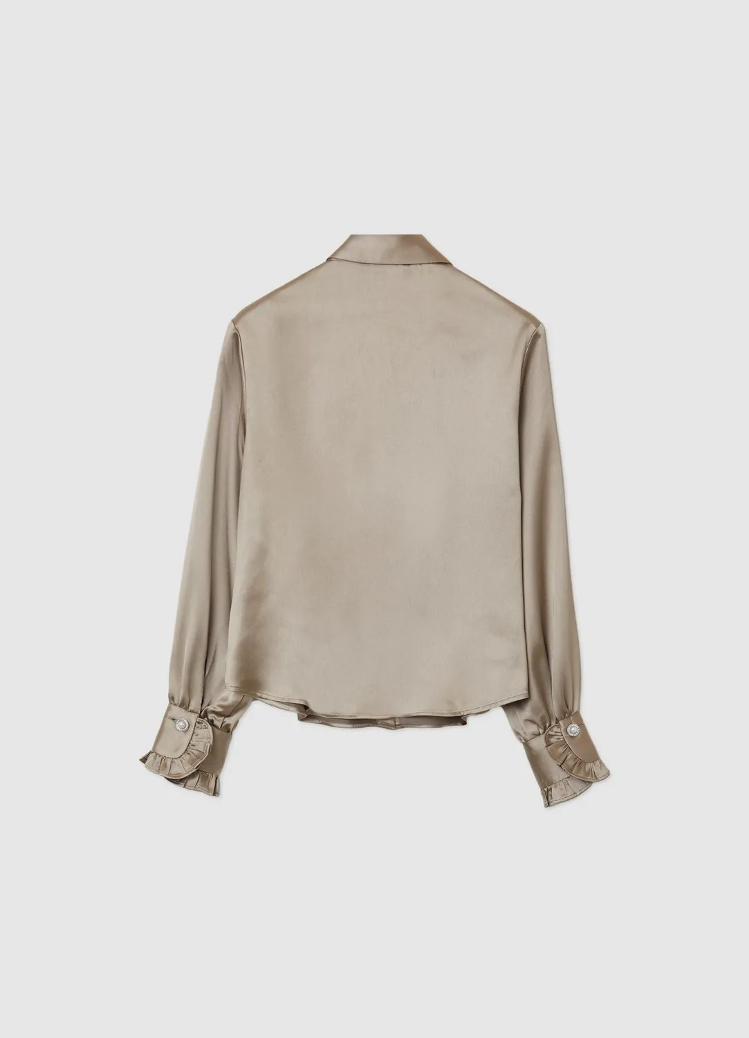 Calliope ruchés bouton bijou chemise satinée