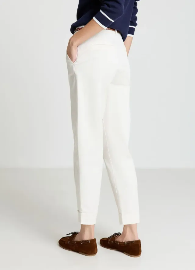 Calliope pantalon chino femme ceinture tressée uni