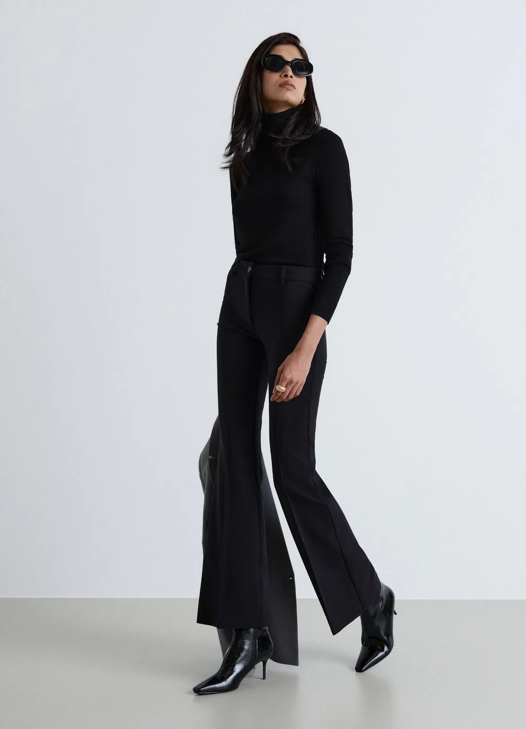Calliope Pantalon flare uni taille moyenne femme