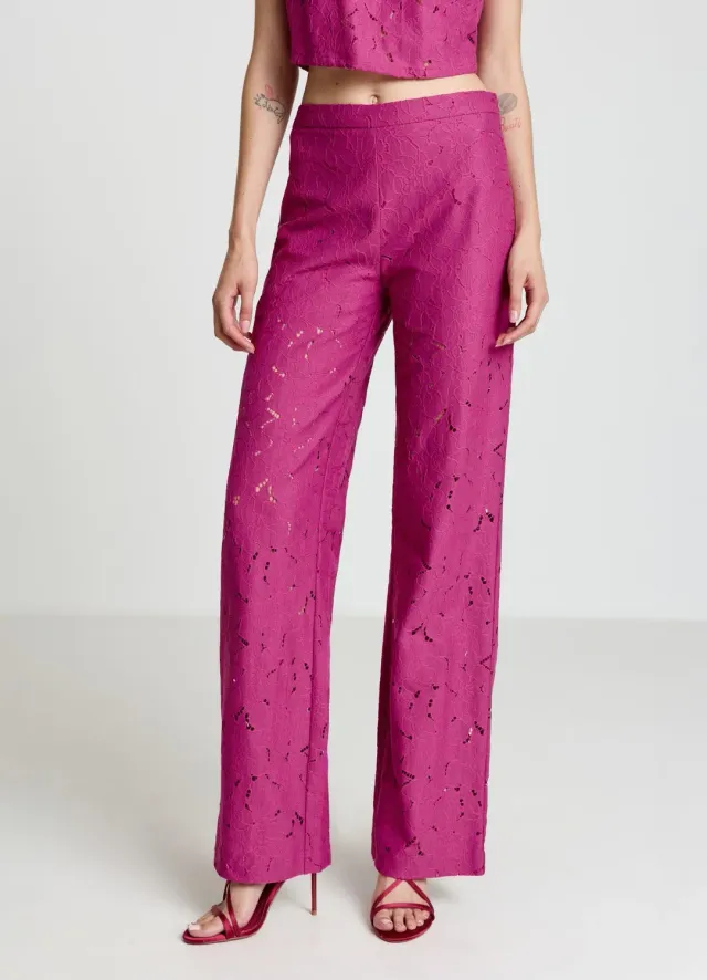 Calliope pantalon palazzo dentelle femme large