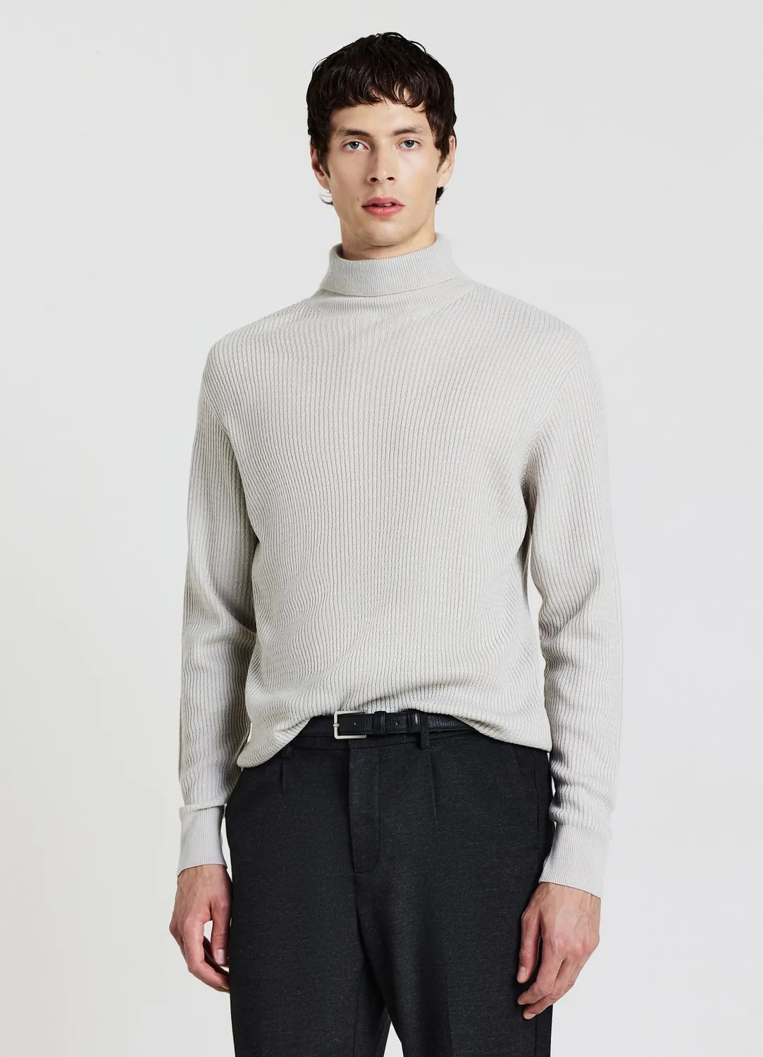 Calliope pull col roulé waffle homme uni