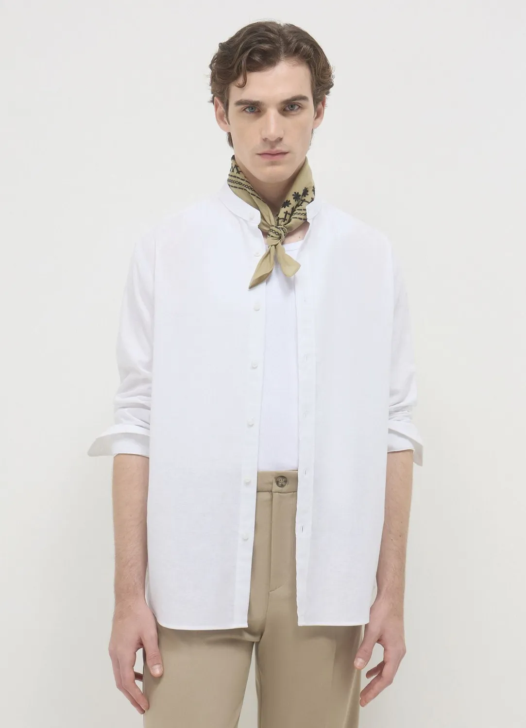 Calliope chemise col coréen lin homme coupe regular