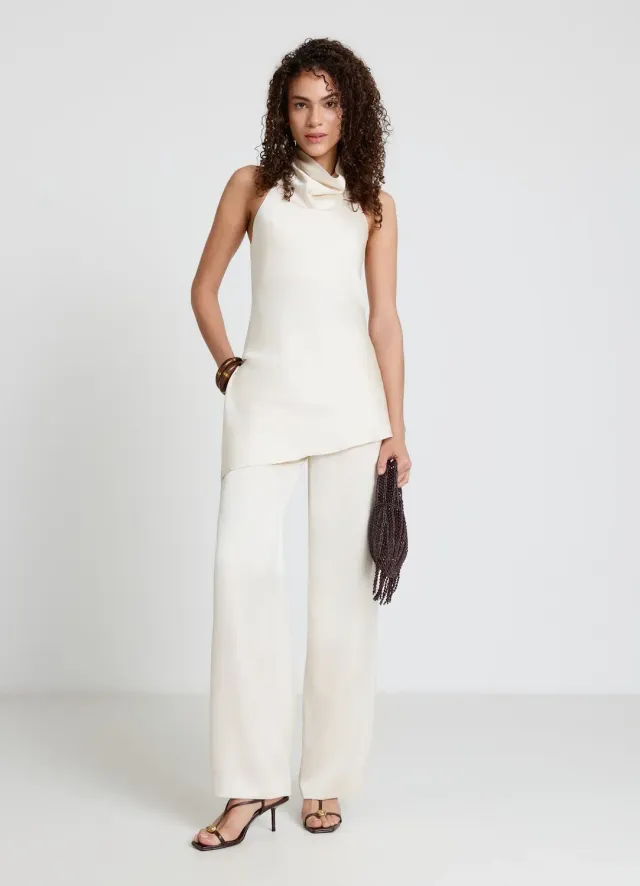 Calliope Palazzo pantalon large uni femme taille haute