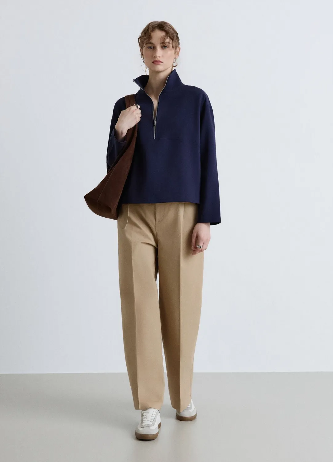 Calliope Sweat col zippé femme uni léger