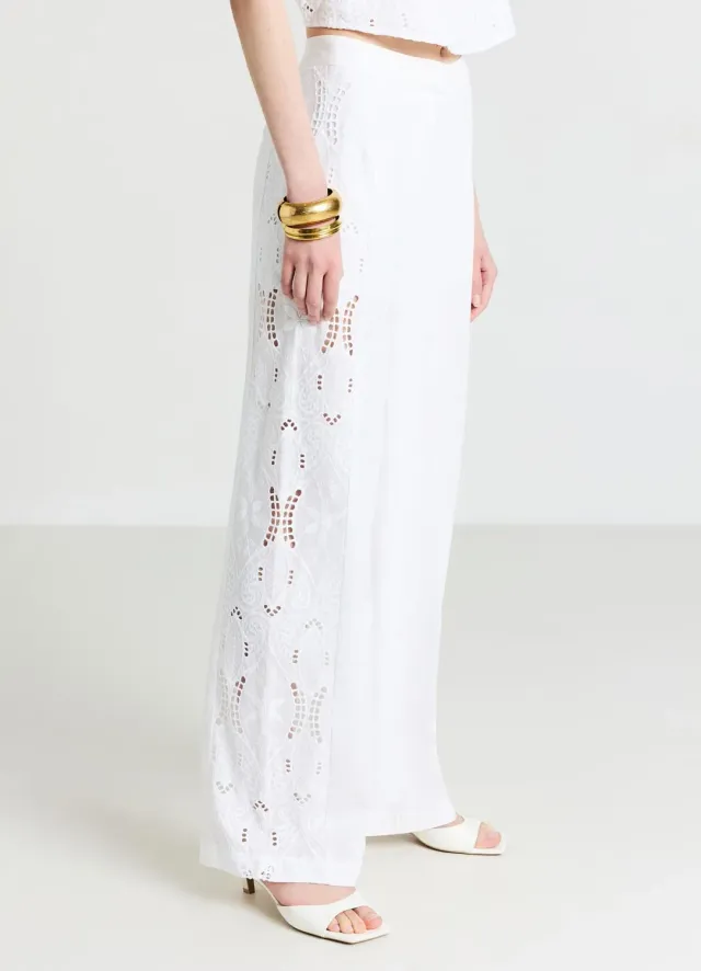 Calliope Palazzo pantalon palazzo femme S broderie sangallo