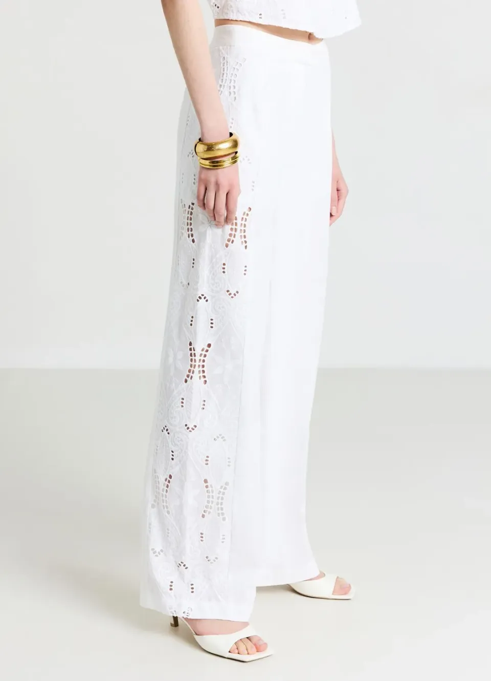 Calliope Palazzo pantalon palazzo femme S broderie sangallo