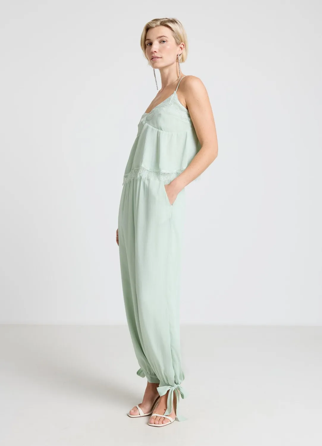 Calliope Top volants caraco femme uni dentelle