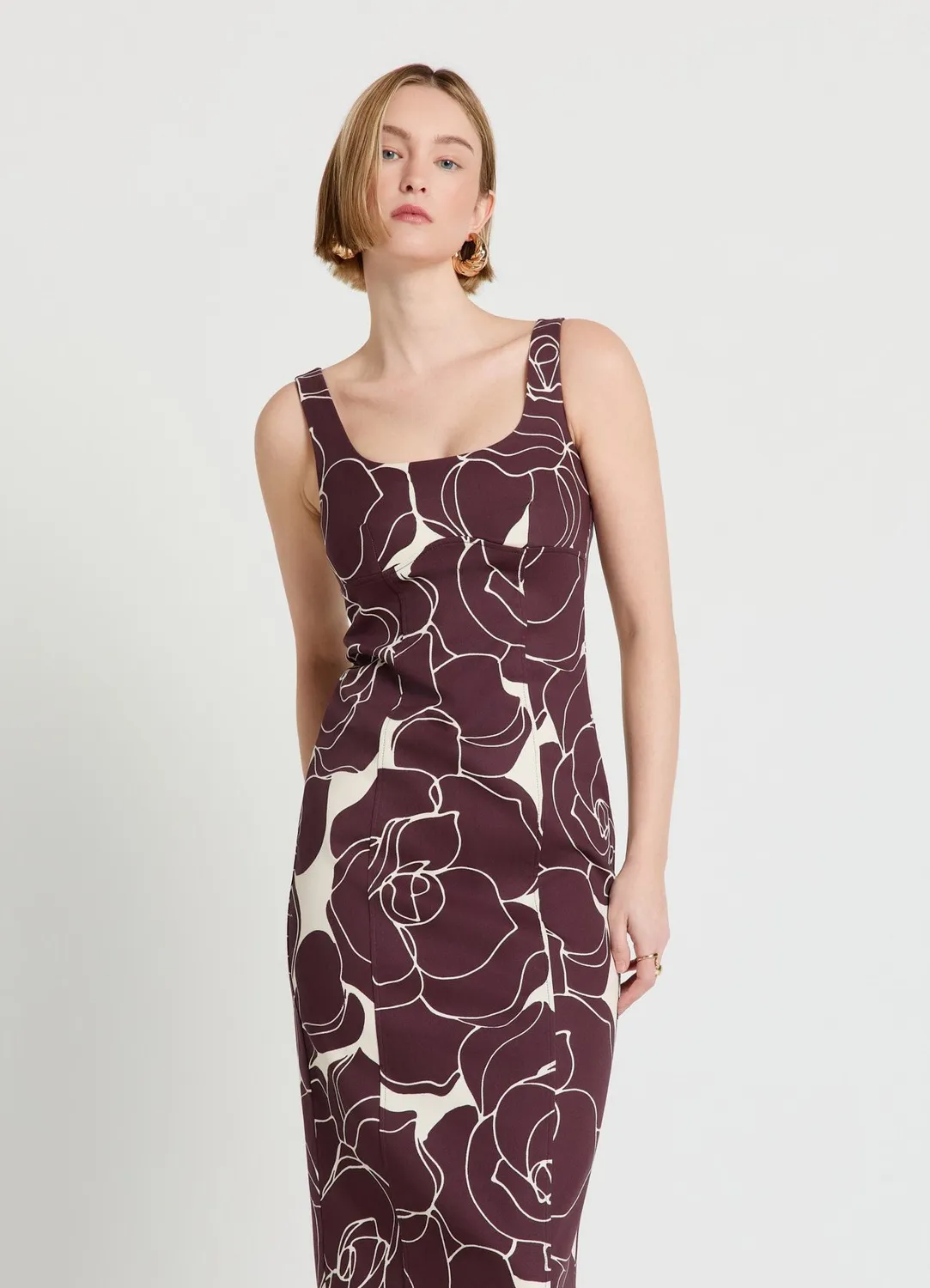 Calliope Atelier robe fourreau femme fleurs midi