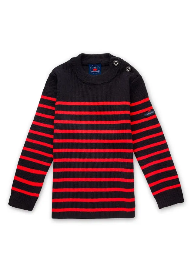 Saint James Moussaillon pull marin enfant navy rouge