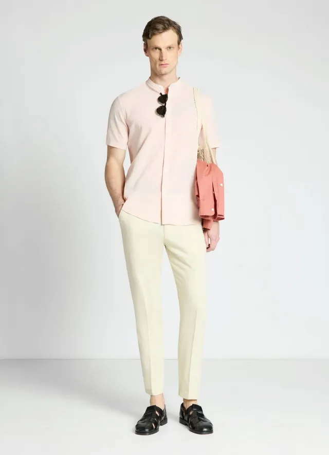 Calliope chemise homme col coréen manches courtes unie