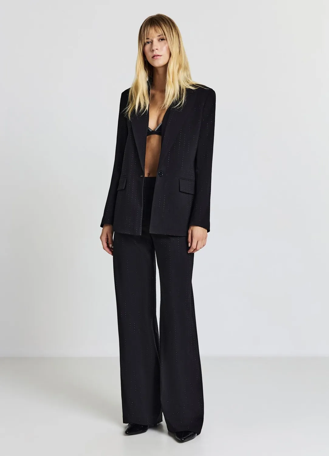Calliope veste femme gessato à strass monopetto