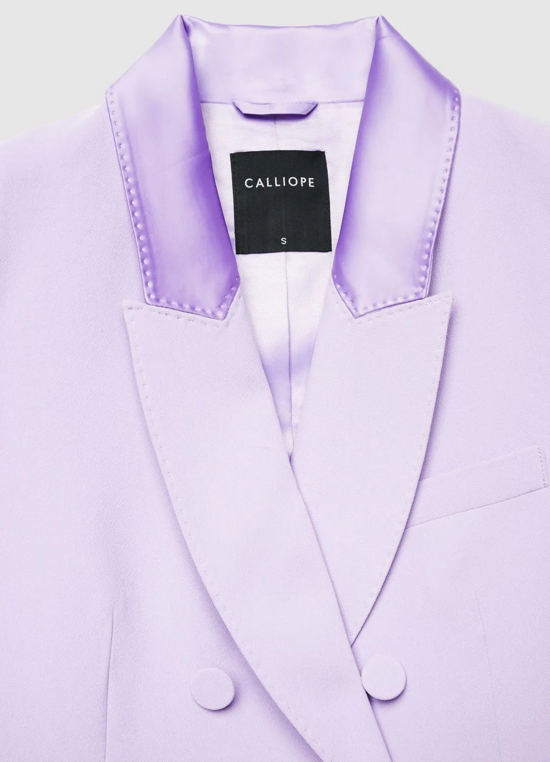 Calliope veste double boutonnage femme revers satin
