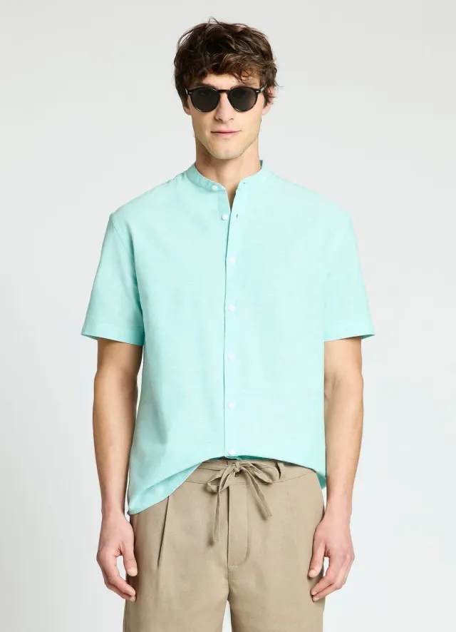 Calliope chemise lin homme col coréen manches courtes