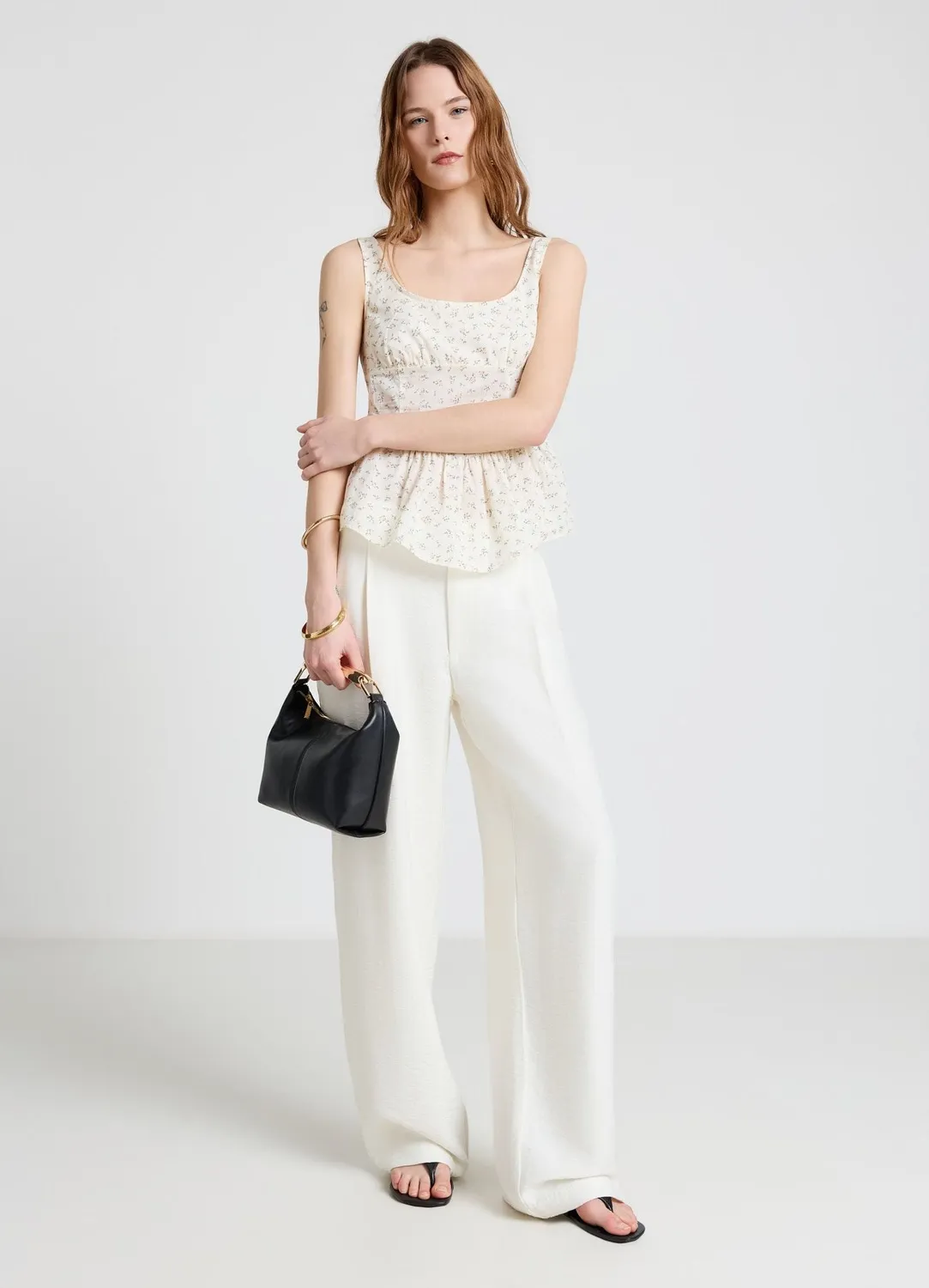 Calliope Pantalon palazzo plis pantalon femme taille haute